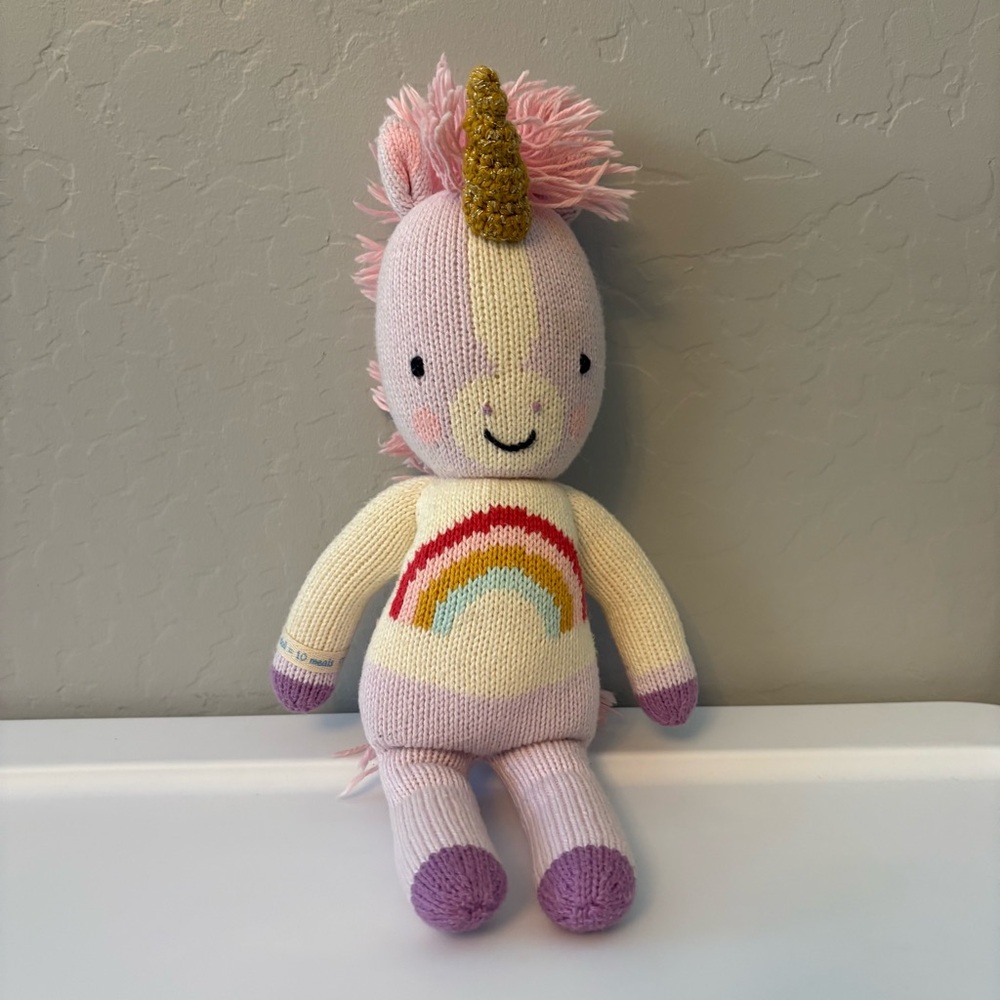 Cuddle + kind zoe the unicorn 13" little size hand knit stuffed animal
